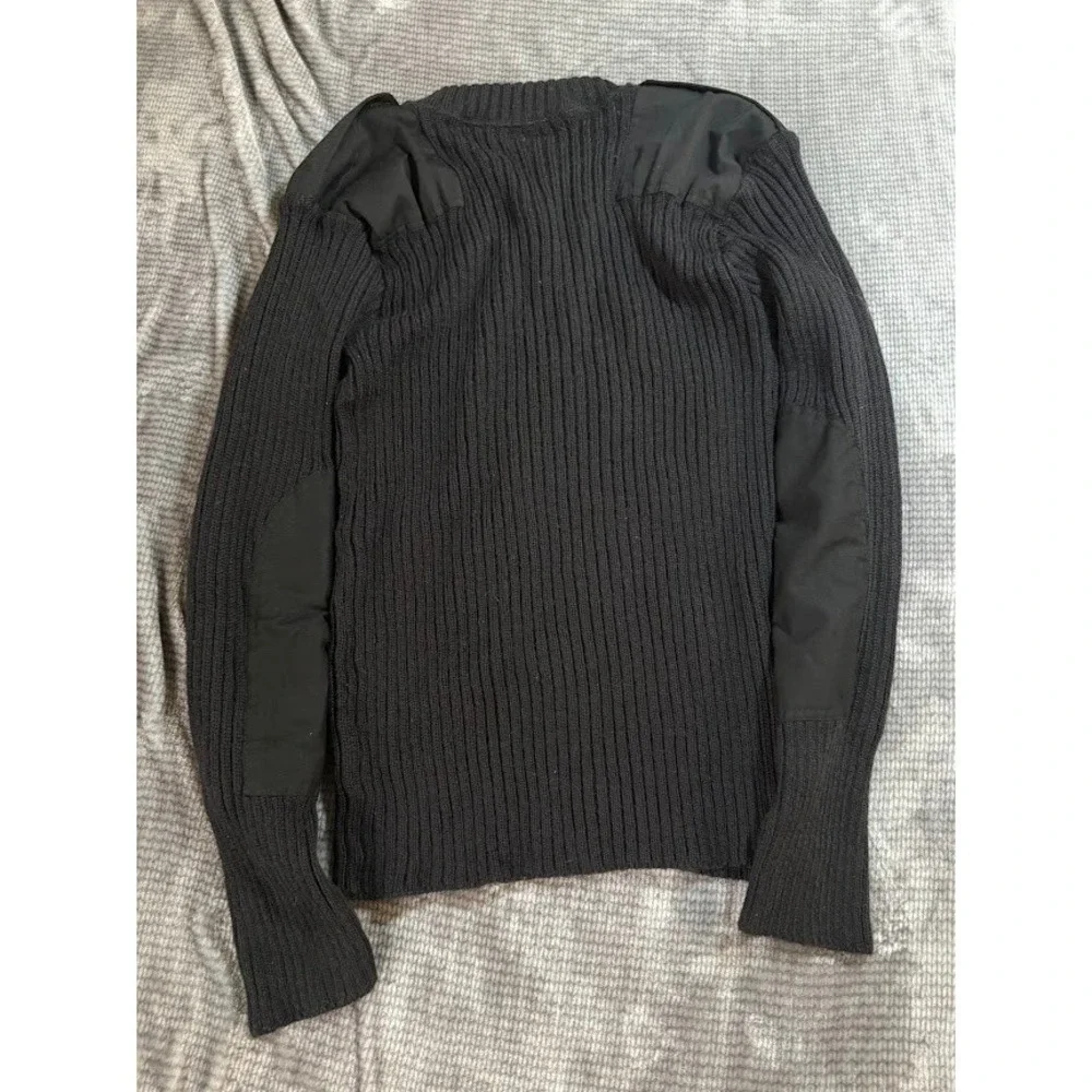Brigade Quartermasters Woolly Pully Sweater Men 44 Black Wool Commando V-Neck UK